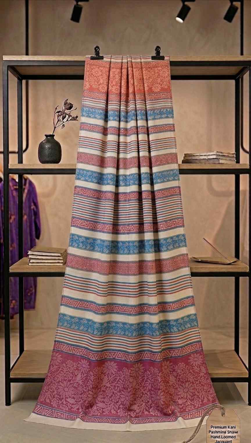 😱Big Sale M-12004 Rs.1390 ( Delivery Free) Imported Most Luxurious Full Size Winter Pashmina Jacquard Ladies Shawl (2.5 yards long by 1.25 yards wide)