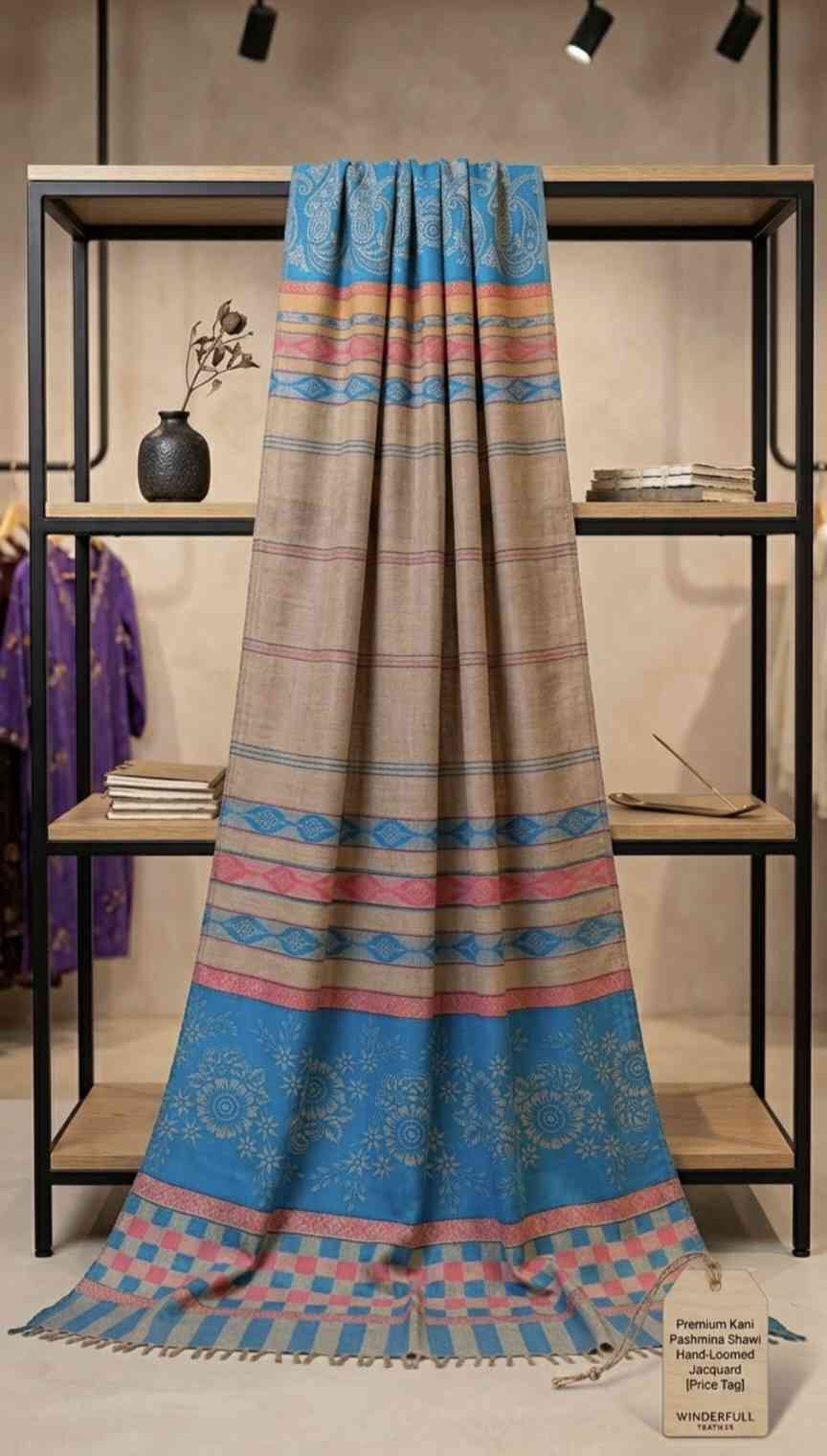 😱Big Sale M-12006 Rs.1390 ( Delivery Free) Imported Most Luxurious Full Size Winter Pashmina Jacquard Ladies Shawl (2.5 yards long by 1.25 yards wide)