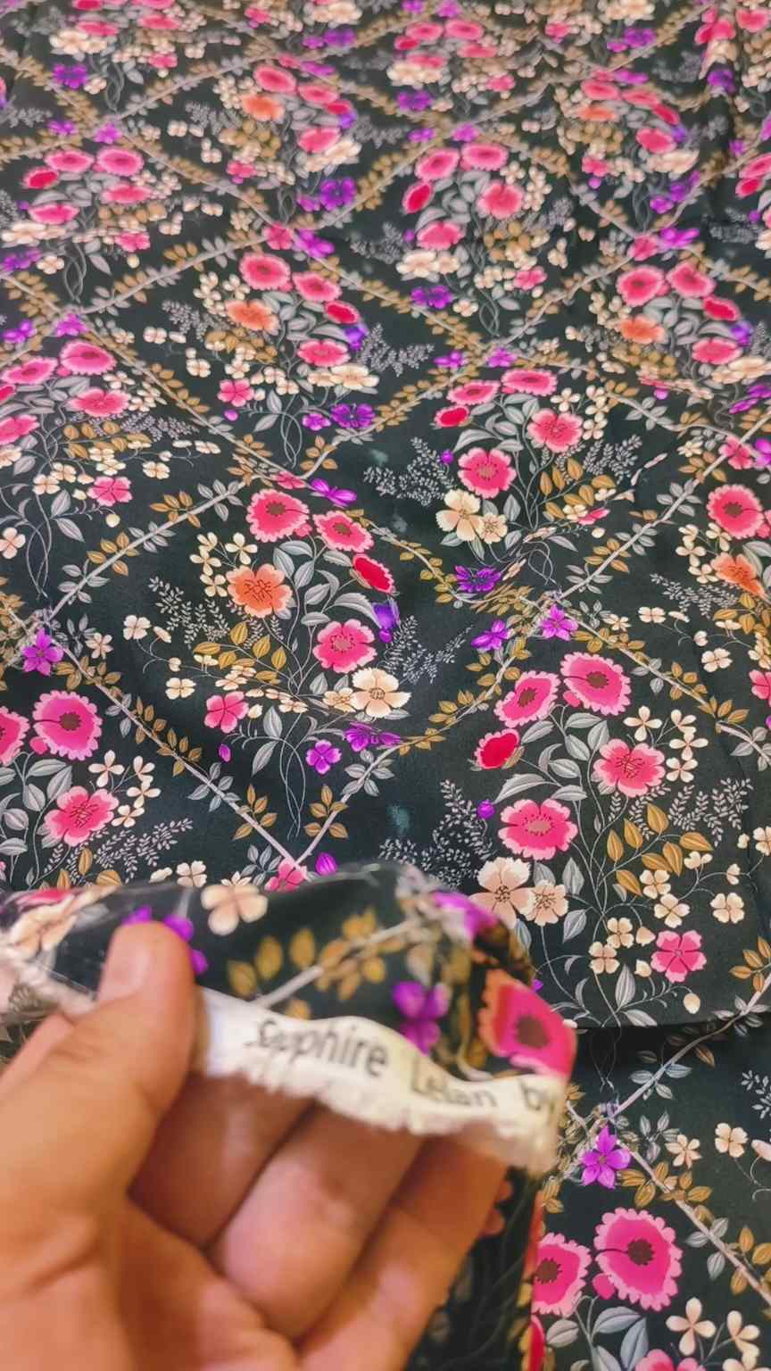 🥳 Big Discount M-1130  Rs.1490 Branded High Quality Sapphire Lelin Same print Shirt & Truzer 2pc