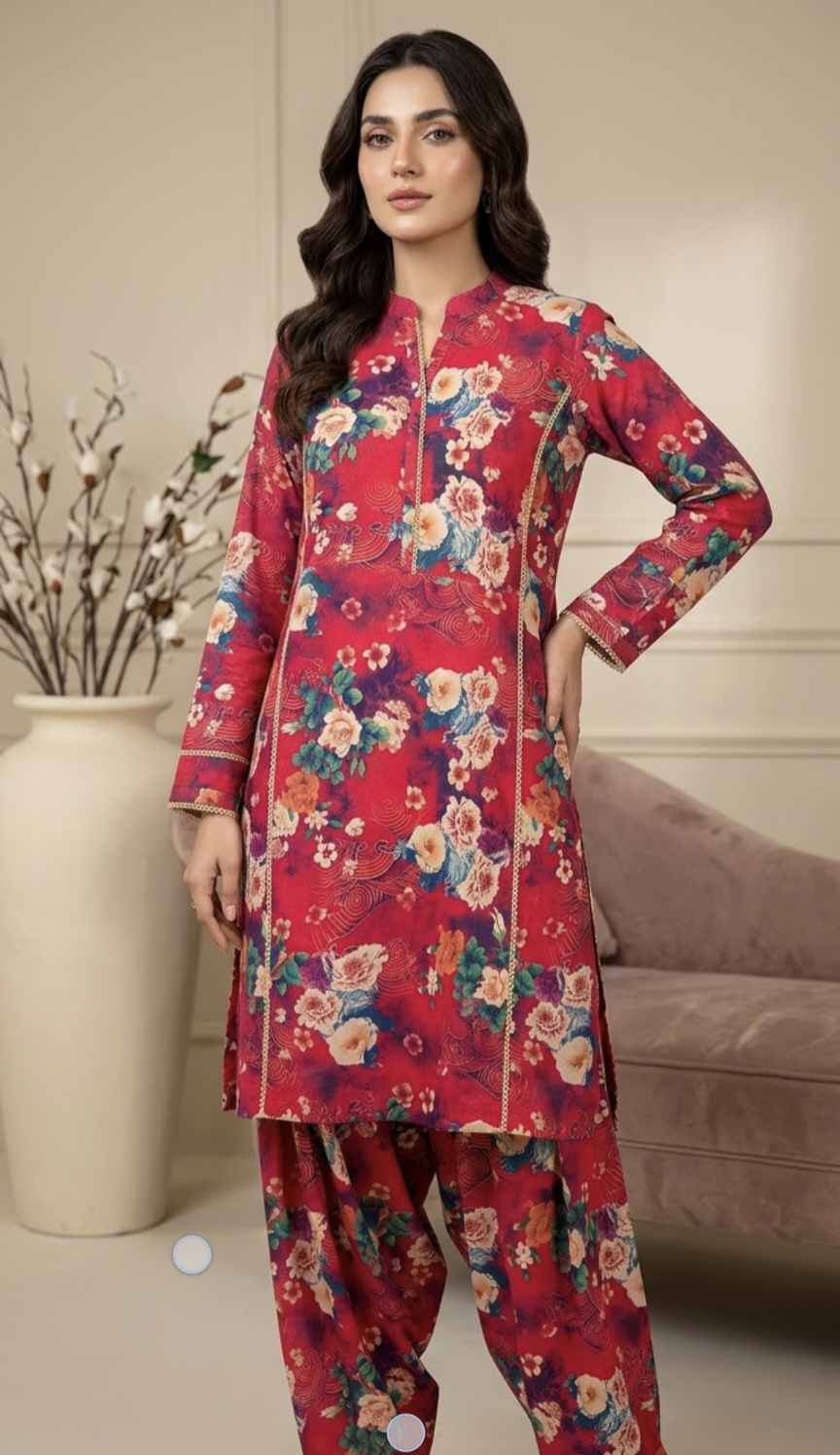 🥳 Sale Sale M-1079  Rs.1290 Imported Digital Korean Georgette Same print Shirt & Truzer 2pc