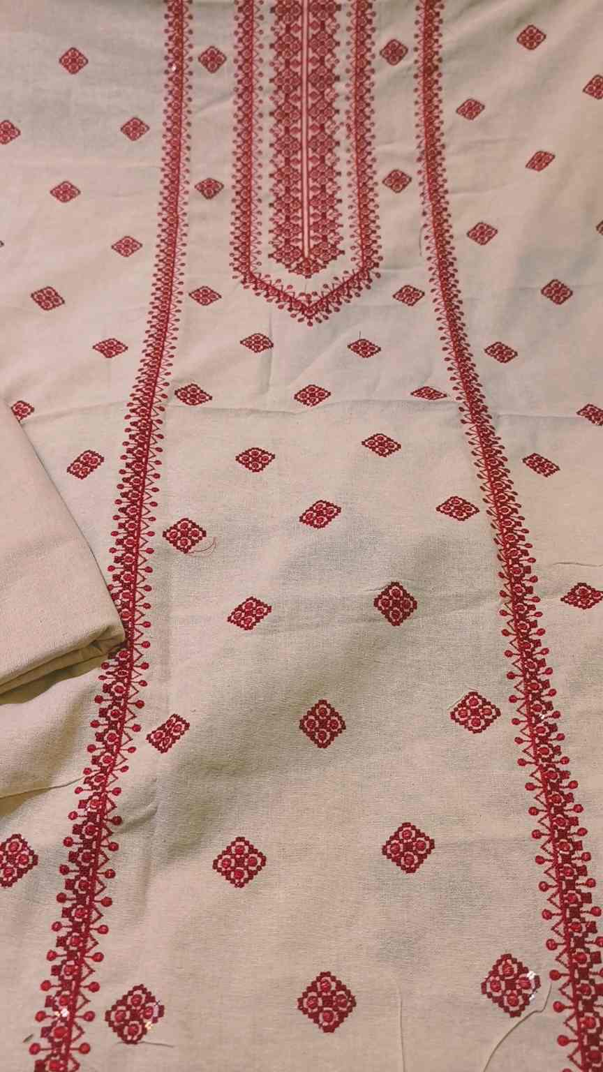 Sale Sale M-1407  Rs.1650 Imported Bareeze Embroidery Karandi Khadder Same print Shirt & Truzer 2pc