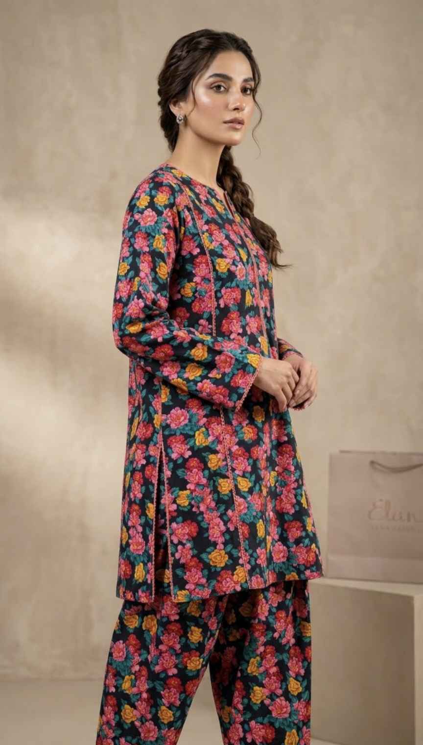 🥳 Sale Sale M-1083 Rs.1290 Imported Digital Korean Georgette Same print Shirt & Truzer 2pc