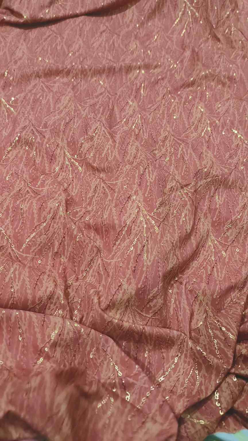 🥳 Big Sale M-957 Rs.1390 Imported Embossed Gold (Mid Season & Winter) Zaree Silk Same print Shirt & Truzer 2pc -