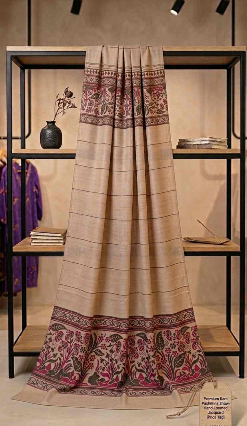 😱Big Sale M-12005 Rs.1390 ( Delivery Free) Imported Most Luxurious Full Size Winter Pashmina Jacquard Ladies Shawl (2.5 yards long by 1.25 yards wide)