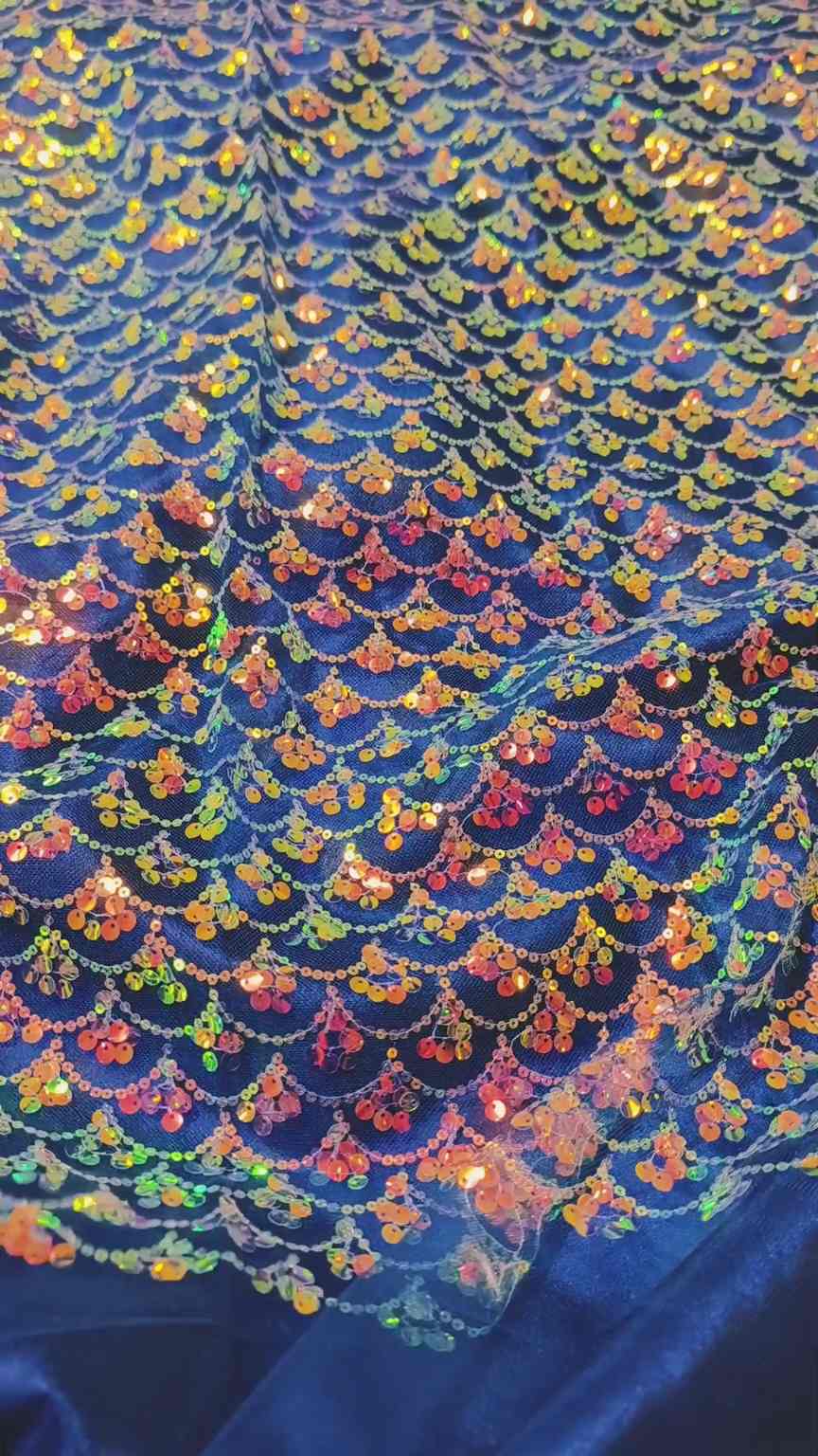 🥳 New Arrivals M-1212  Rs.1790 Imported Fancy Squence work Multi Embroidery in obera net Shirt with kattan Silk inner & Truzer