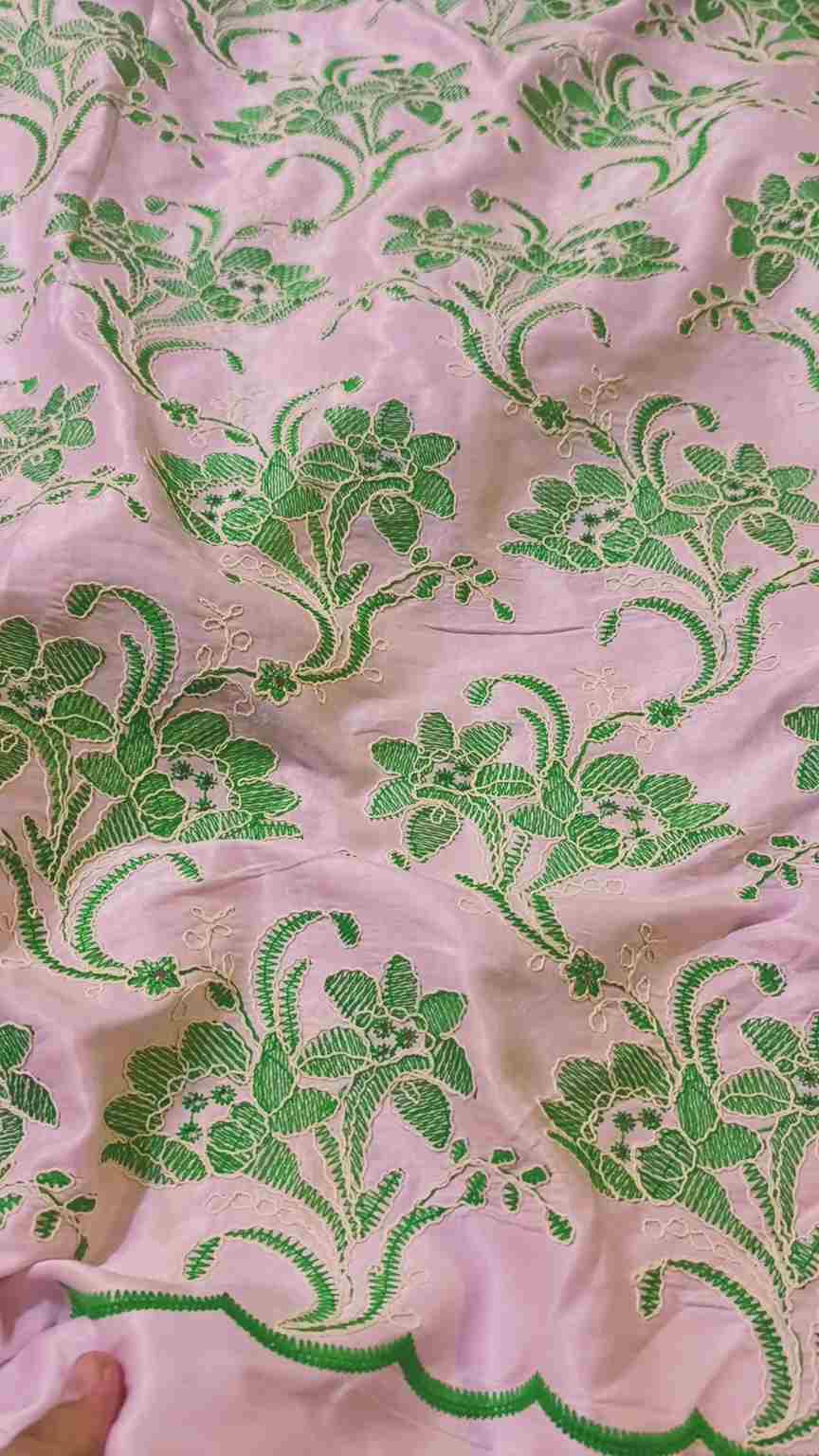 🥳 Sale Sale M-1424  Rs.1390 Imported Most Luxurious 3-D mokesh Arr ChickenKari Embroidery in  High Quality Winter Slik Stuff Shirt