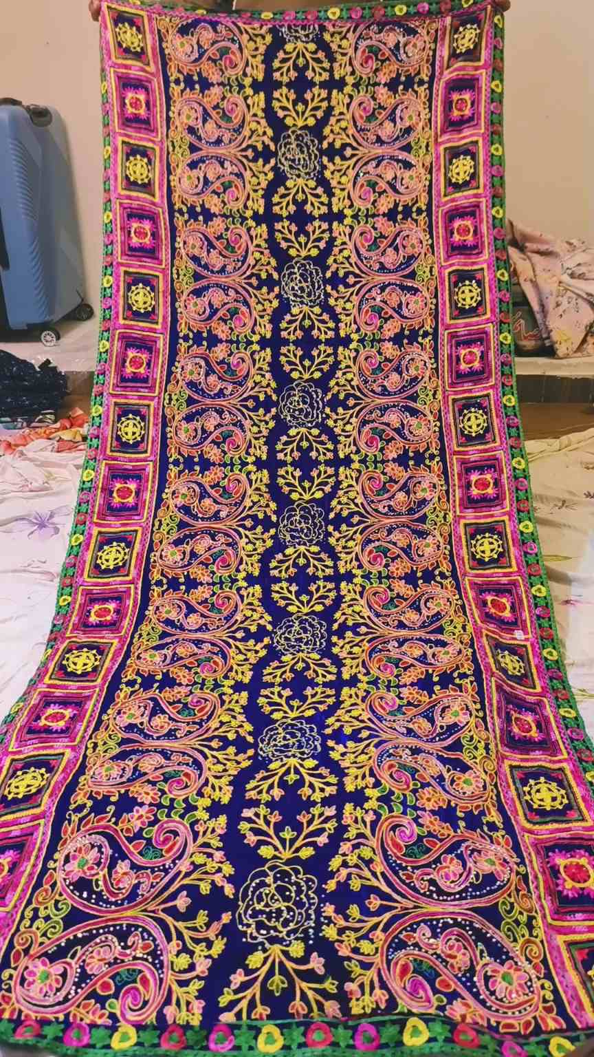 😱Big Sale M-1127. Rs.2490 Imported Most Luxurious Heavy Embroidery Micro-9000 Velvet Shawl