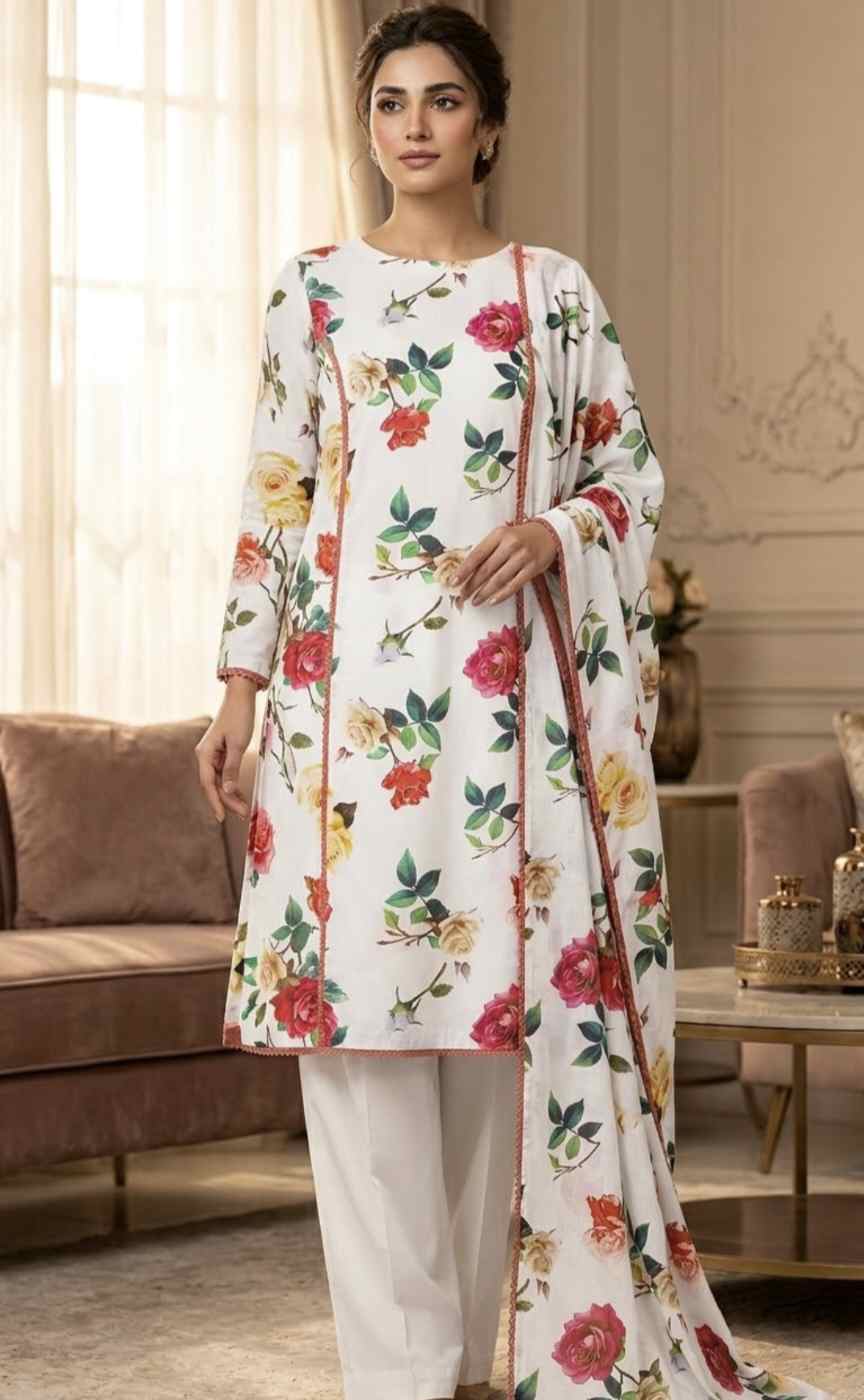 Duppta+ Shirt🥳 Big Sale M-1153  Rs.1190 Imported Korean Pure Shaffon Stuff Same design Duppta & Shirt 2pc