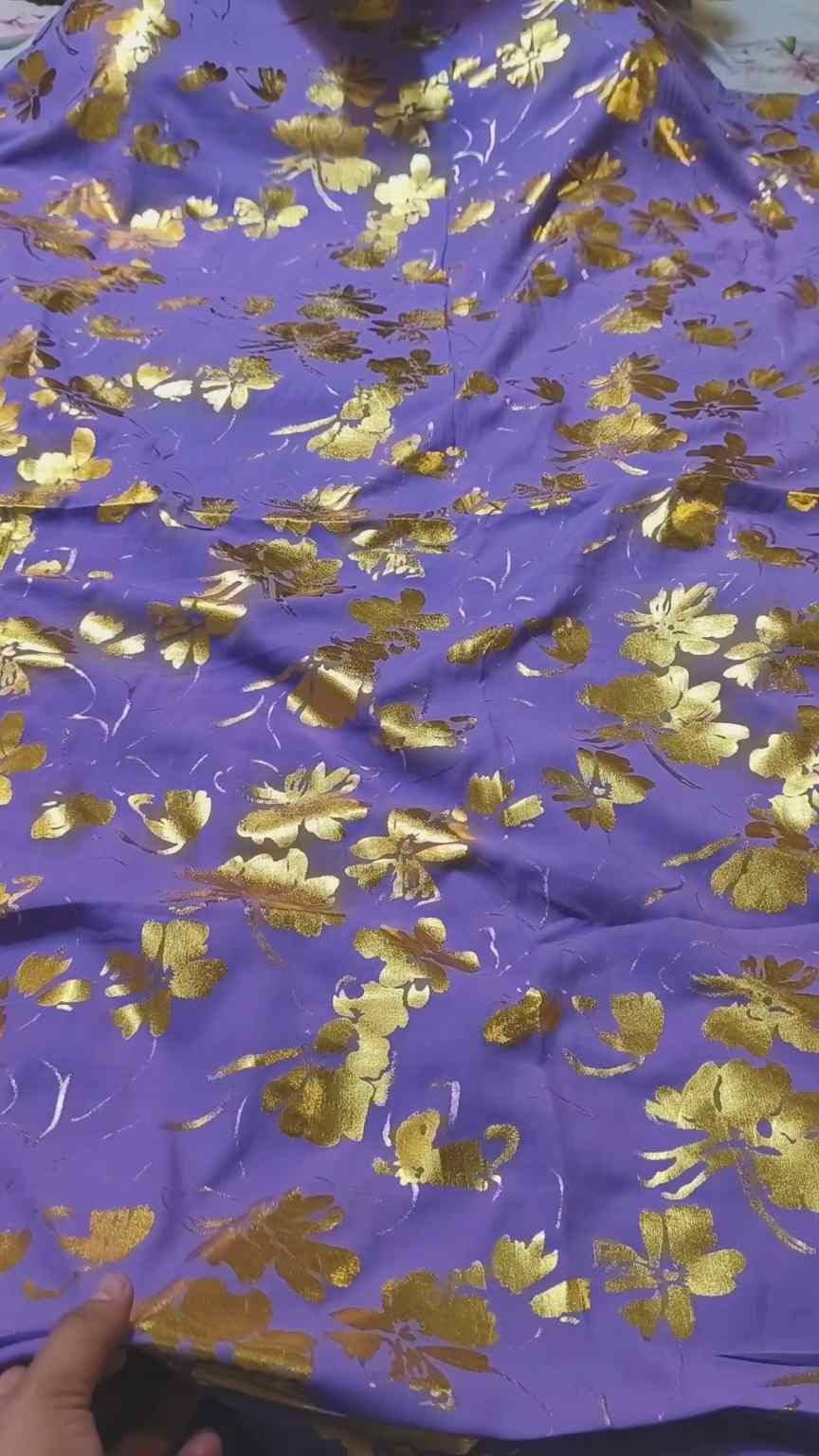 🥳 New Arrivals M-5137  Imported Embossed Gold Lekar Paint Luxury Stone Lelin Stuff Same print Shirt & Truzer 2pc