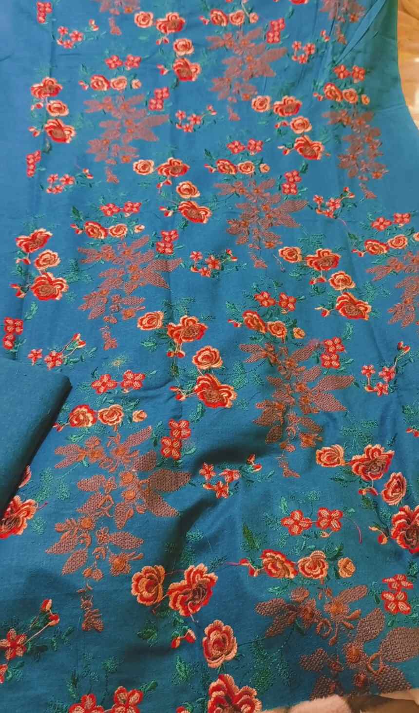 🥳 New Coloes Sale Sale M-5215  Imported Breezy Embroidery in karandi Khadder stuff Shirt & Truzer 2pc