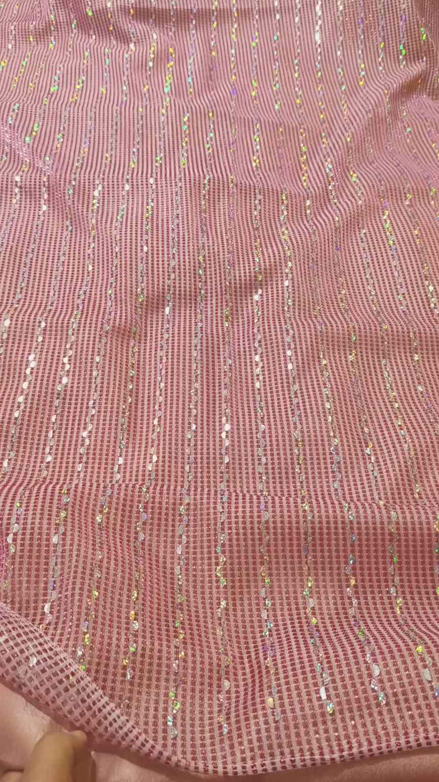 🥳 Sale Sale M-5330  Imported Fancy sequence Multi Citara Self Net Moonlight Shirt & Kattan Silk Inner with Truzer