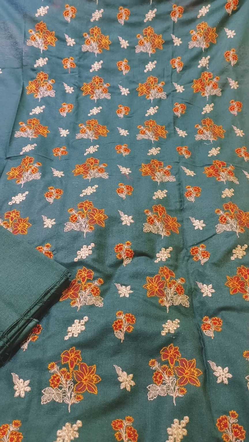 🥳 Sale Sale M-5314  Imported Breezy Embroidery in karandi Soft Khadder stuff Shirt & Truzer 2pc