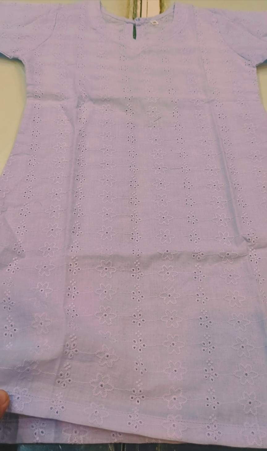 ( Length Size 28) 06 to 07  year Girl Size Most Luxurious S-13   Imported Shiffli ChickenKari Embroidery All Season High quality Lawn Stitch Shirt