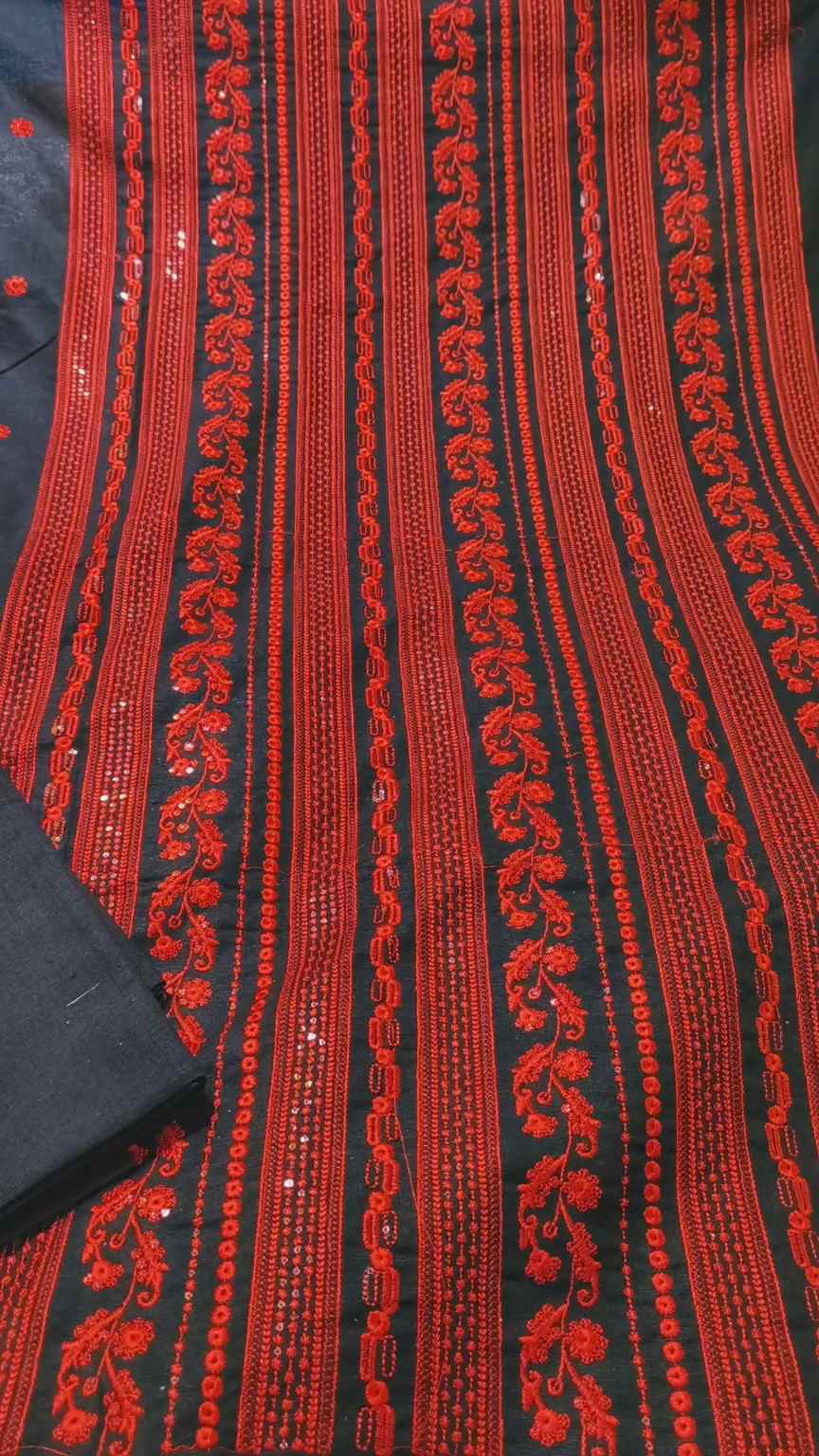 🥳 Sale Sale M-5409   Imported Breezy Sequance work Embroidery in karandi Khadder stuff Shirt & Truzer 2pc