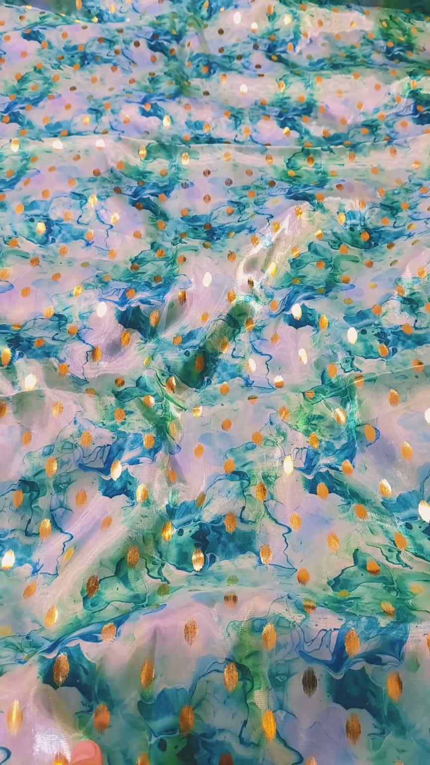 🥳New Arrivals Sale Sale M-5430   Imported Most luxurious 3-D  (Organza Silk Gold Zaree Bunch) Shirt & Kattan Silk inner with Truzer