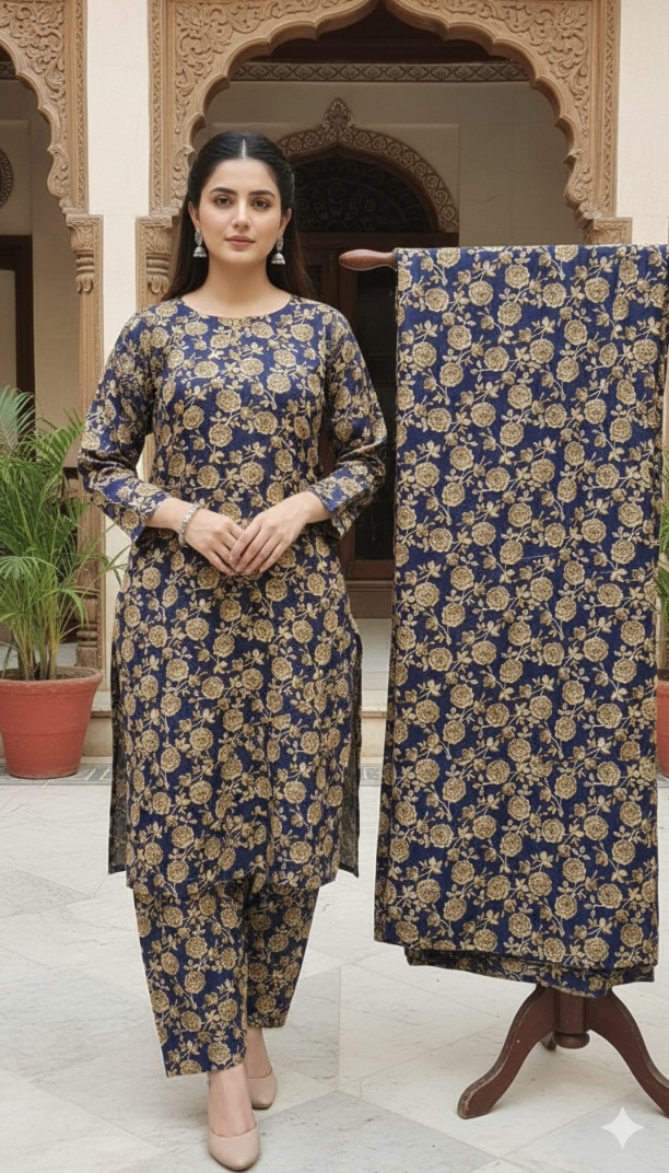 🥳 New Arrivals Sale Sale M-5508  Imported Digital Soft (Dorria Khaddar) Same print Shirt & Truzer 2pc -