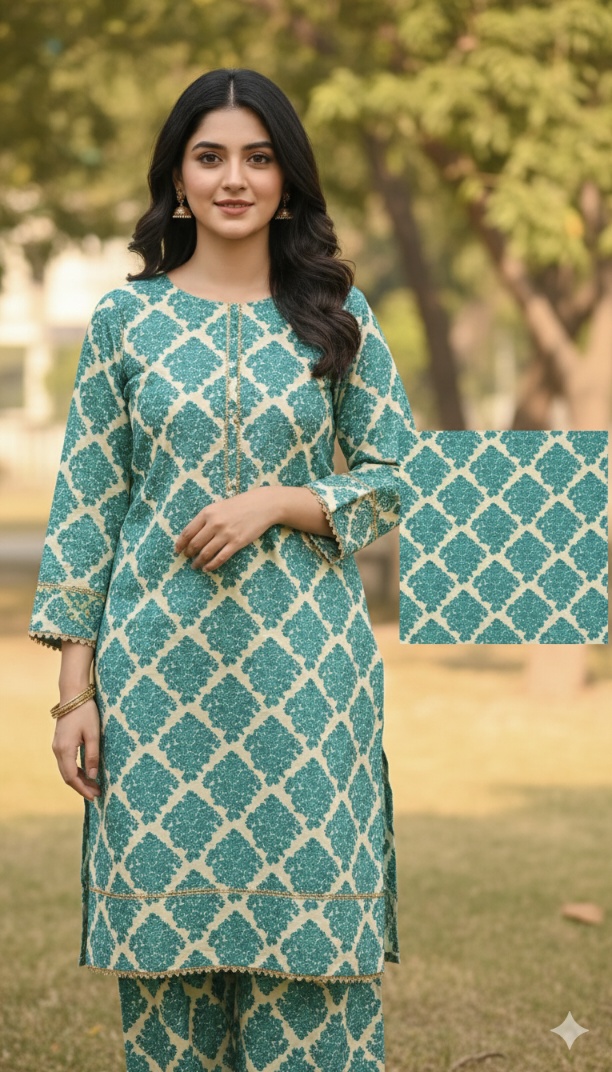 🥳 New Arrivals Sale Sale M-5507  Imported Digital Soft (Dorria Khaddar) Same print Shirt & Truzer 2pc -