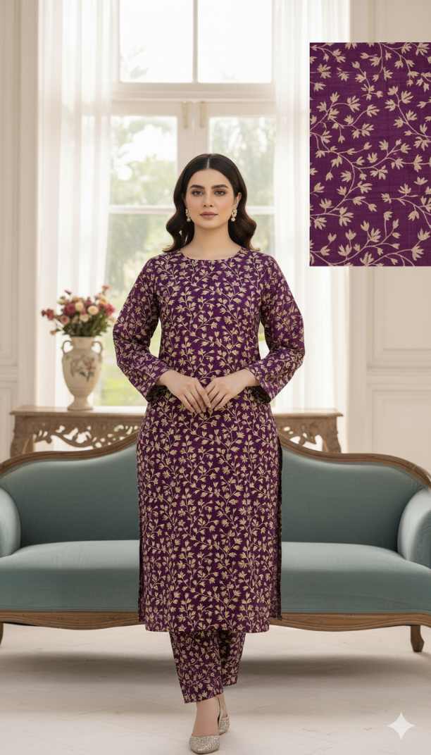 🥳 New Arrivals Sale Sale M-5504  Imported Digital Soft (Dorria Khaddar) Same print Shirt & Truzer 2pc -