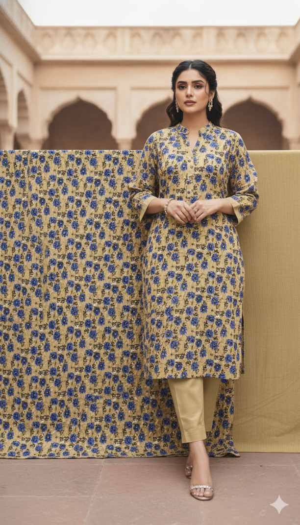 🥳 Sale Sale M-5489  Imported Kotrai Luxury Velvet Furr Shirt & Truzer 2pc