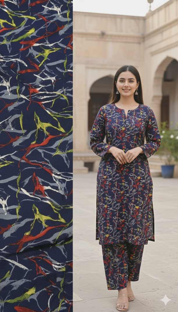 😱 Sale Sale M-5480  Imported Digital Luxury Nago Wali Winter Stone Lelin Same print Shirt & Truzer 2pc