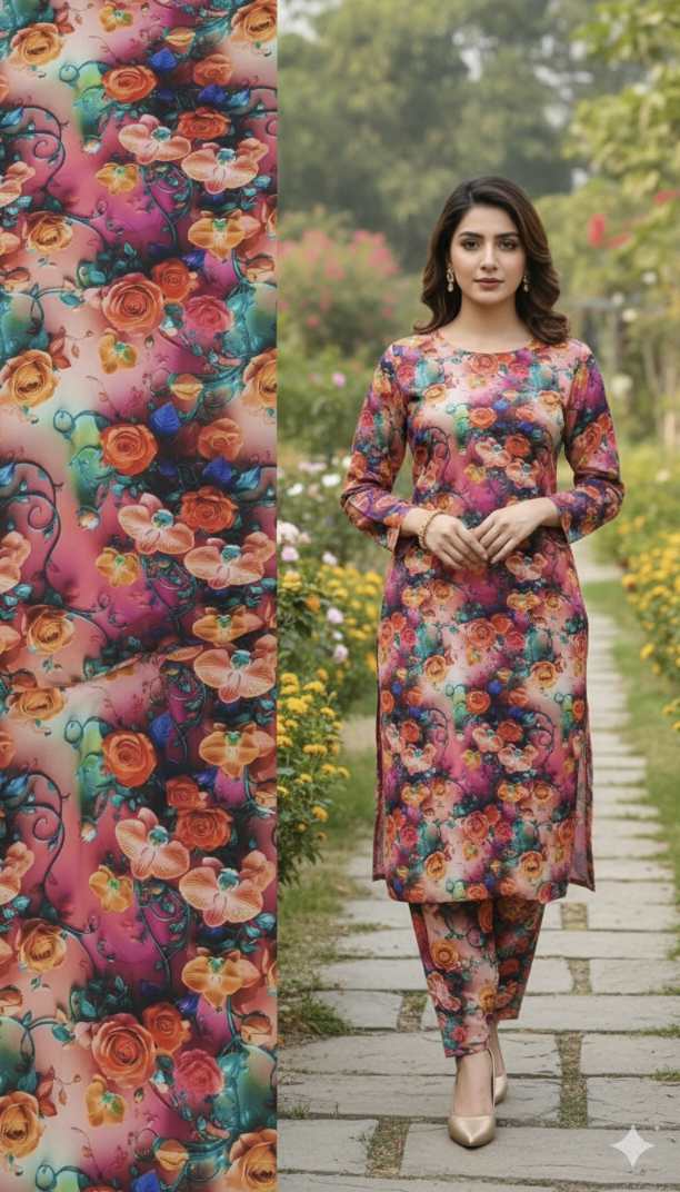 😱 New arrivals in Market M-5513  Imported Luxury 5-D Stone Lelin Same print Shirt & Truzer 2pc Most High demanding