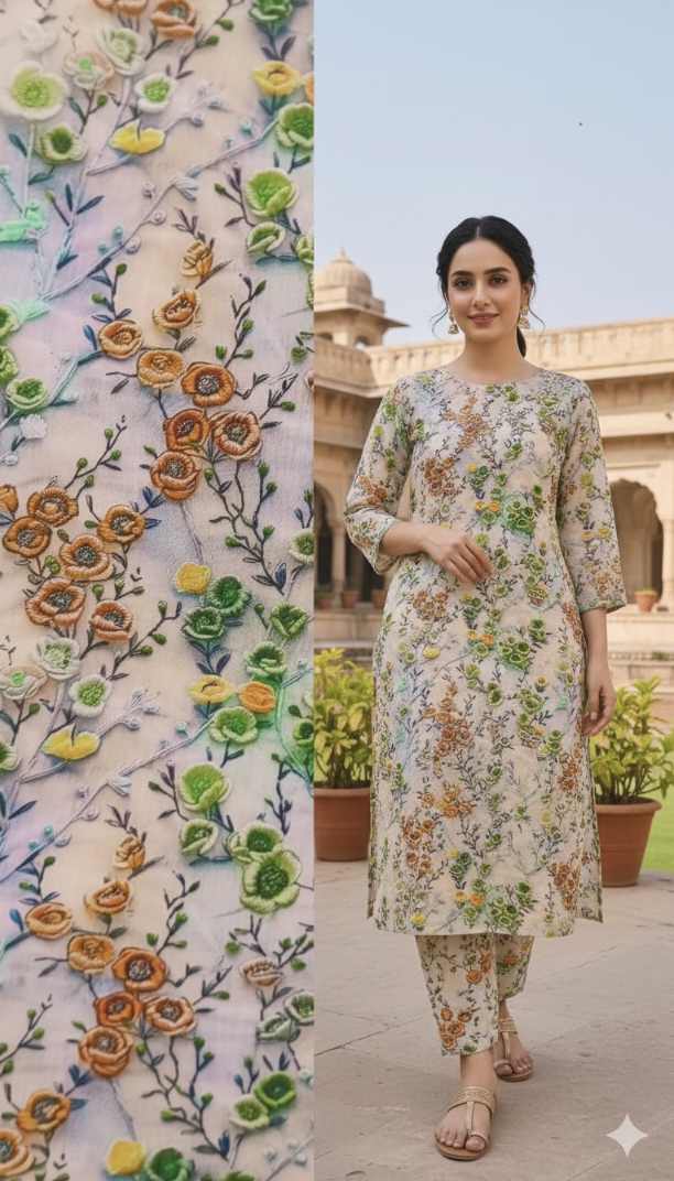 😱 New arrivals in Market M-5510  Imported Luxury 5-D Stone Lelin Same print Shirt & Truzer 2pc Most High demanding