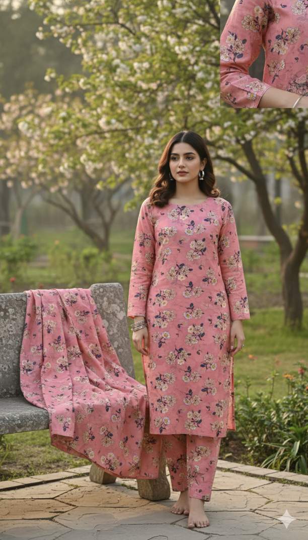 🥳 New Arrivals Sale Sale M-5544  Imported Digital Soft (Dorria Khaddar) Same print Shirt & Truzer 2pc