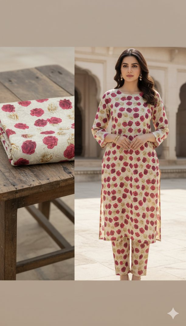🥳 New Arrivals Sale Sale M-5541  Imported Digital Soft (Dorria Khaddar) Same print Shirt & Truzer 2pc