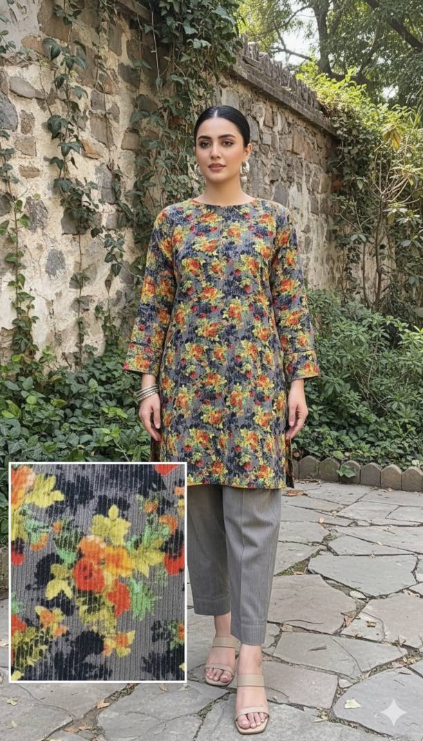 🥳 Sale Sale M-5579   Imported Kotrai Luxury Velvet Furr Shirt & Truzer 2pc