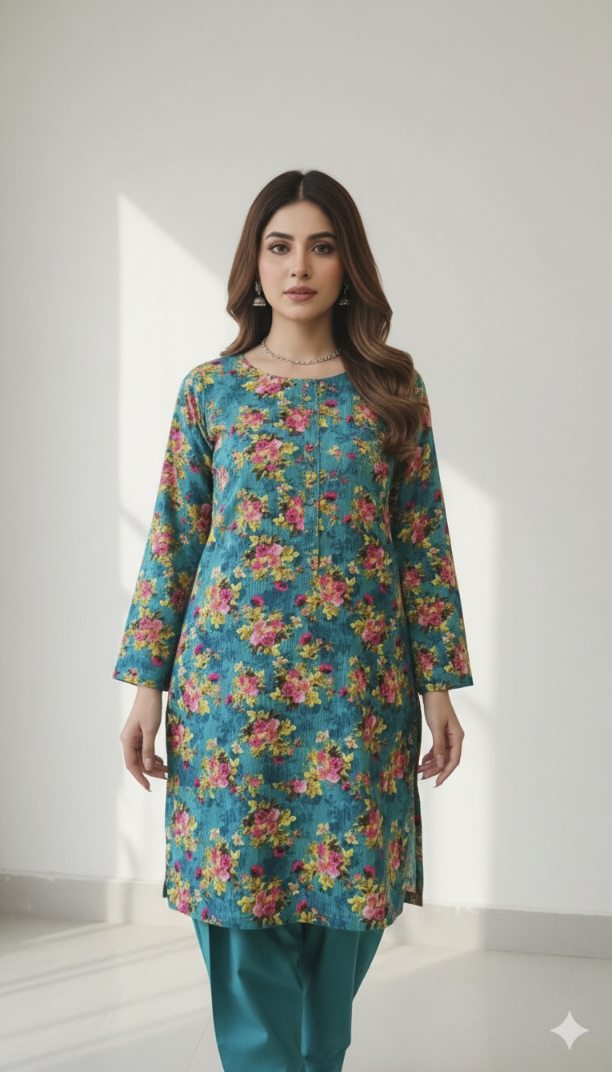 🥳 Sale Sale M-5577  Imported Kotrai Luxury Velvet Furr Shirt & Truzer 2pc