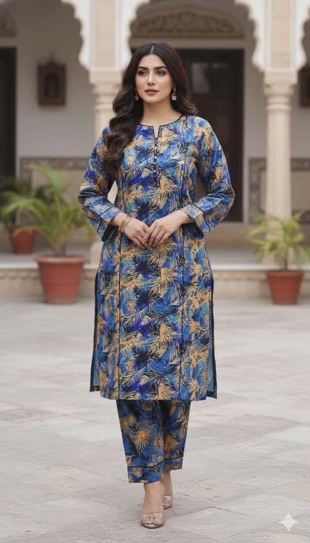 🥳 New Arrivals M-5574  Imported Digital Korean Shesha Velvet Same print Shirt & Truzer 2pc