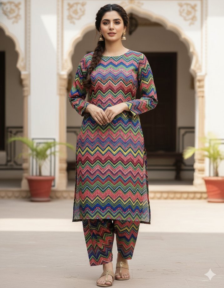 🥳 New Arrivals M-5571  Imported Digital Korean Shesha Velvet Same print Shirt & Truzer 2pc