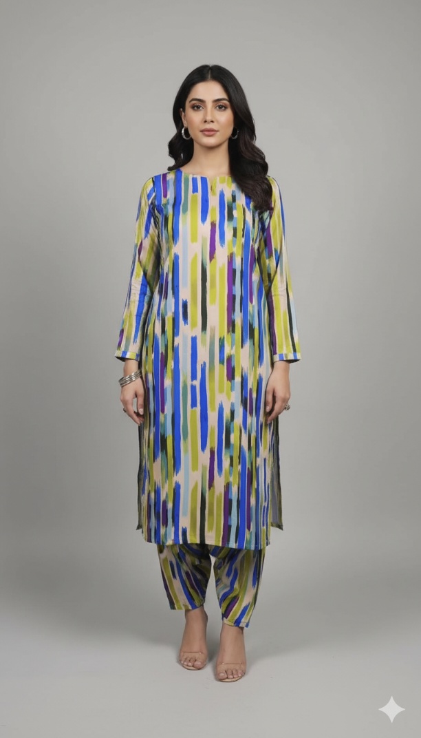 🥳 New Arrivals M-5560  Imported Luxury (Titain Marina) Same print Shirt & Truzer 2pc