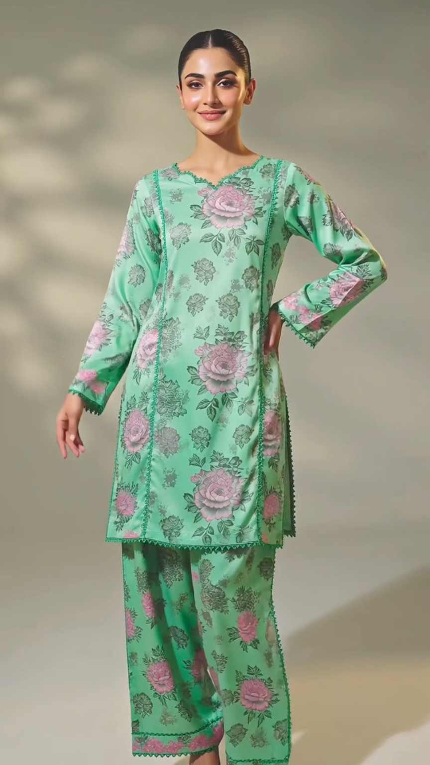 🥳 New Arrival M-1477  Rs.1690  Imported Viscose Winter 5-D Jacquard China patti Same print Shirt & Truzer 2pc -