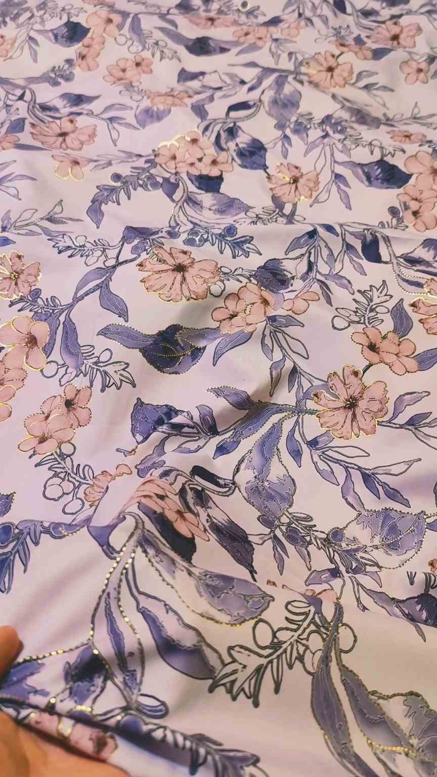 🥳 Sale Sale M-615 Rs.1490 Imported Embossed Gold Korean Winter Soft Silk Same print Shirt & Truzer 2pc