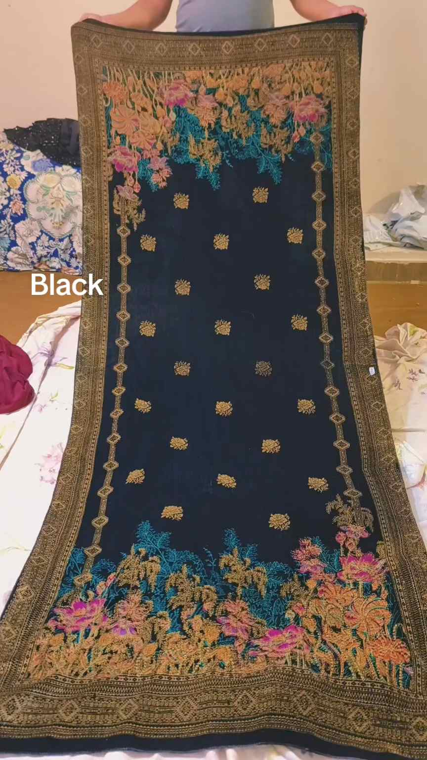 😱 Big Sale M-590  Rs.1890 Imported Most Luxurious 3-D Turkish Micro-9000 Velvet  Embossed Design Shawl