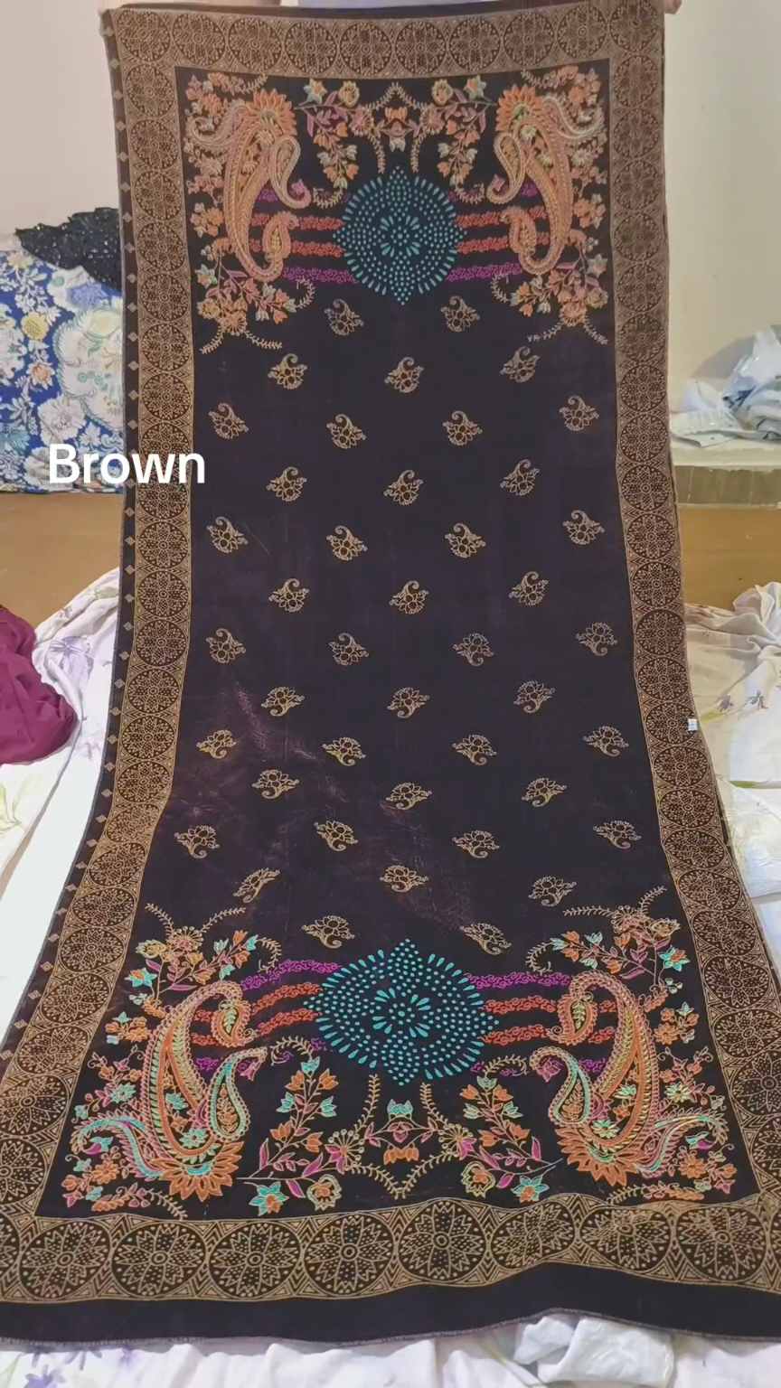 😱 Big Sale M-591  Rs.1890 Imported Most Luxurious 3-D Turkish Micro-9000 Velvet  Embossed Design Shawl