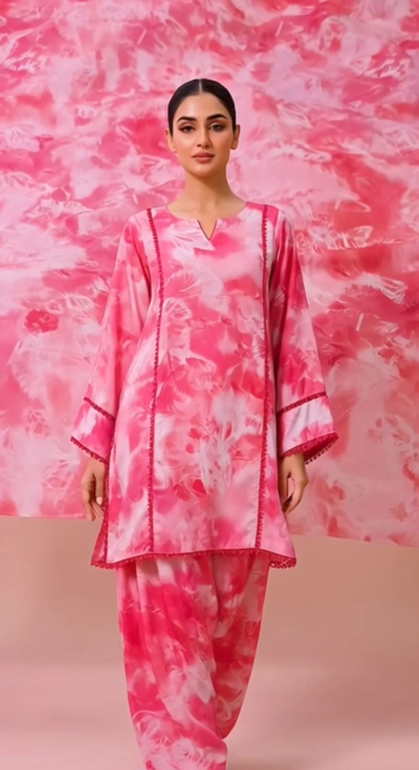 🥳 Sale Sale M-1450  Rs.1290 Imported Digital Korean Georgette Same print Shirt & Truzer 2pc