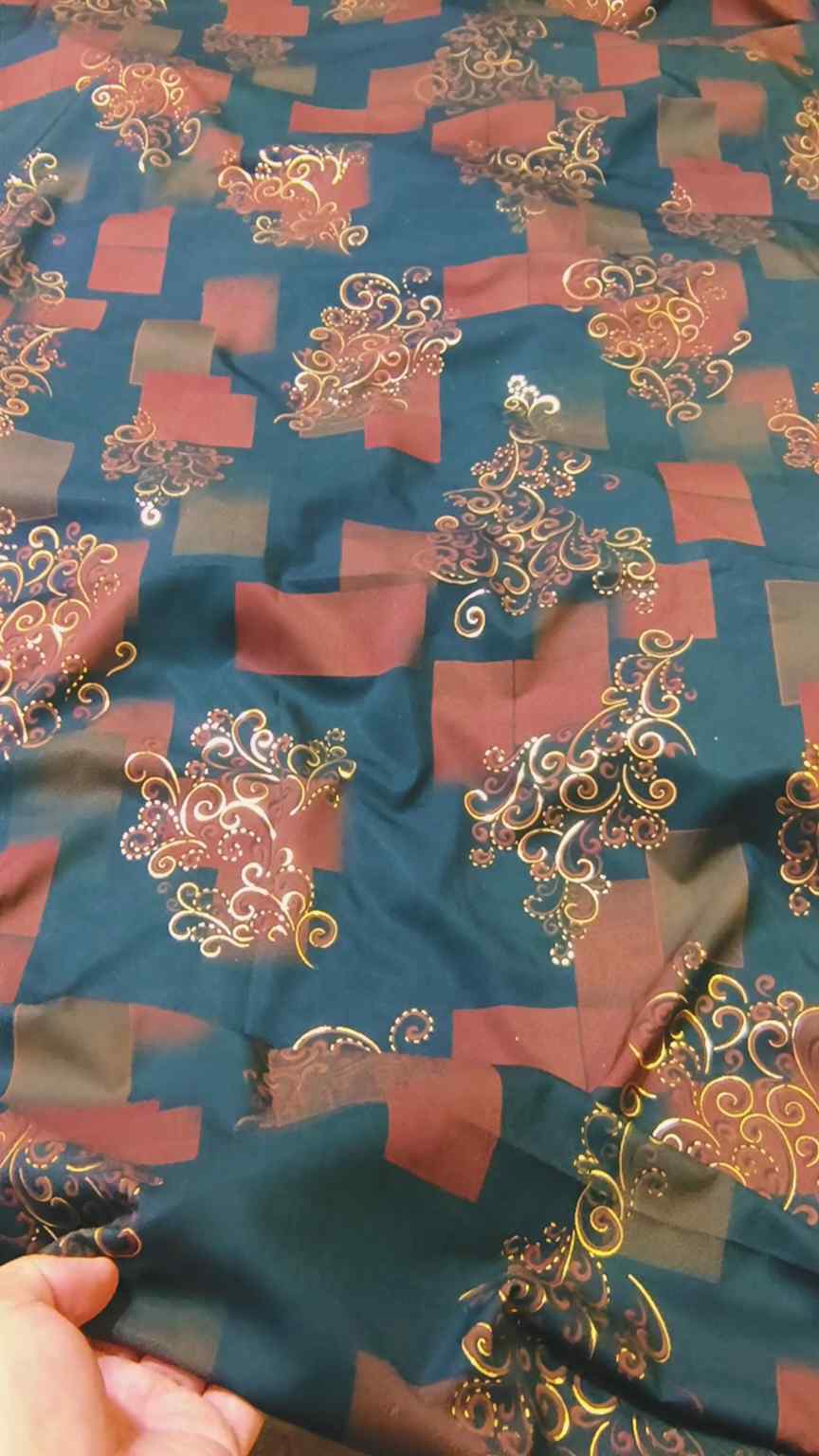 🥳 Sale Sale M-609 Rs.1490 Imported Embossed Gold Korean Winter Soft Silk Same print Shirt & Truzer 2pc