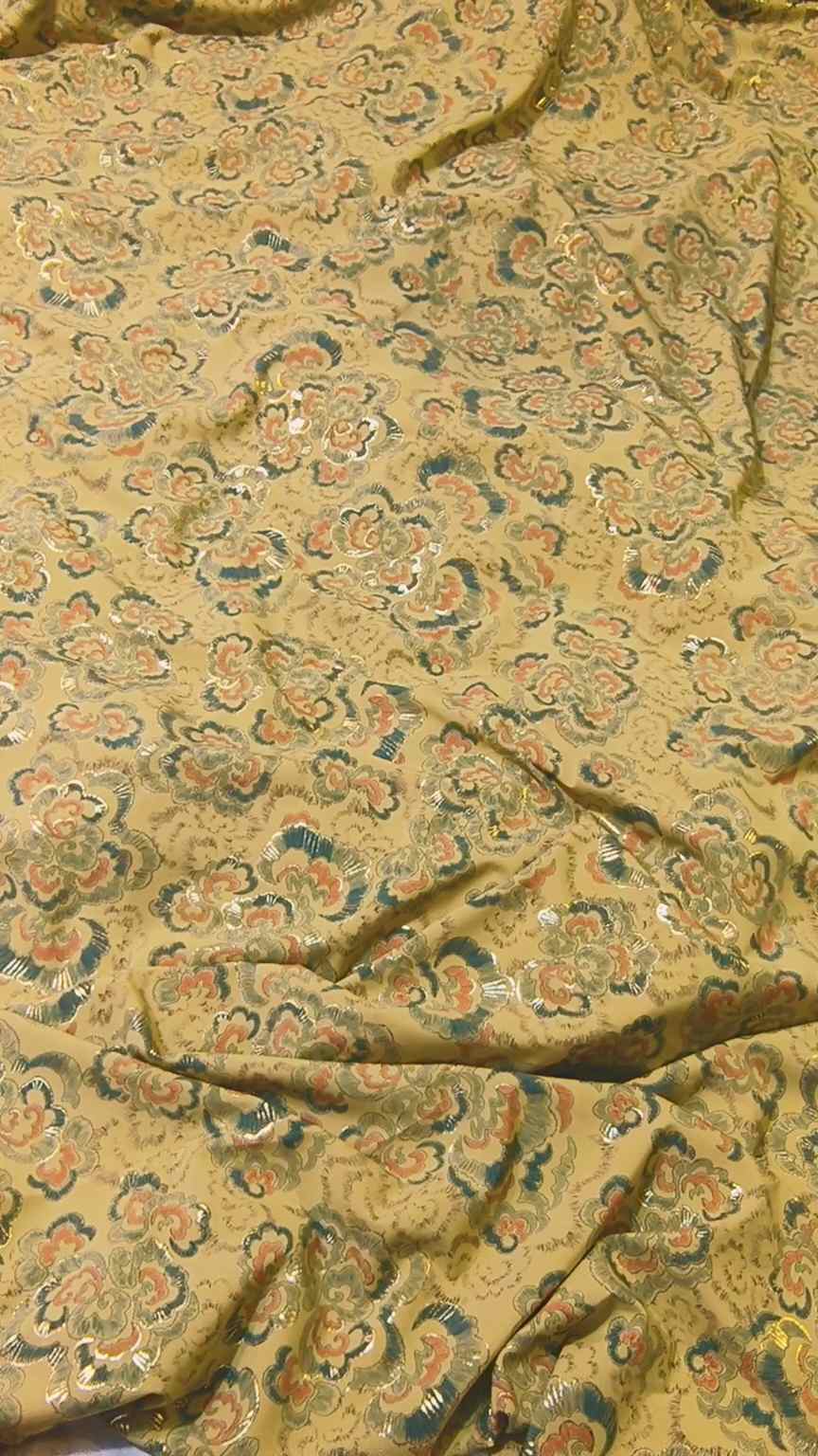 🥳 Sale Sale M-612 Rs.1490 Imported Embossed Gold Korean Winter Soft Silk Same print Shirt & Truzer 2pc