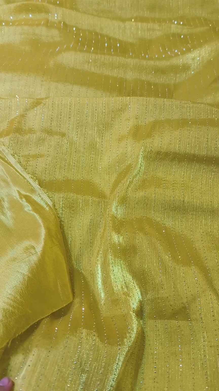 🥳 Sale Sale M-1502  Rs.1490 Imported Fancy  Shesha Crinkle Stuff in squance work Shirt & Katan silk inner with Truzer