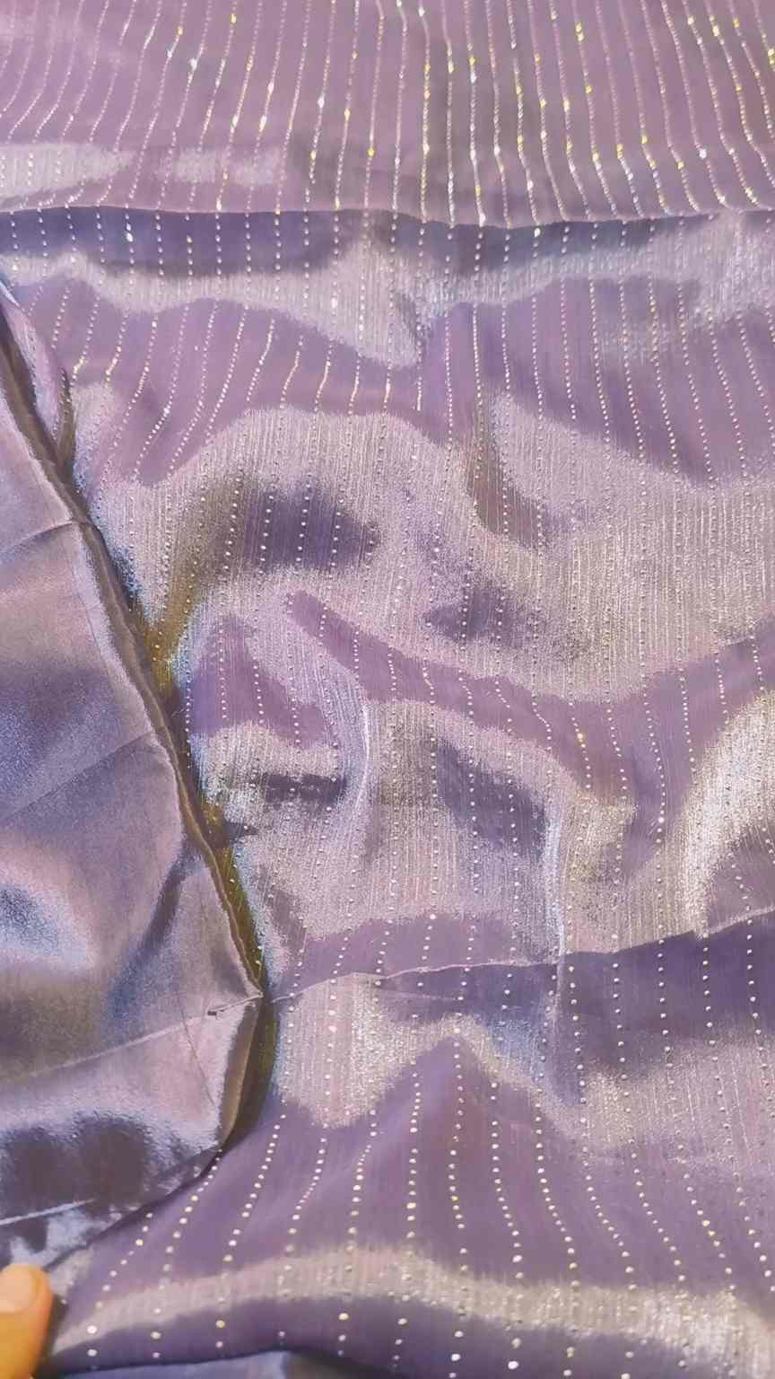 🥳 Sale Sale M-1504b Rs.1490 Imported Fancy  Shesha Crinkle Stuff in squance work Shirt & Katan silk inner with Truzer