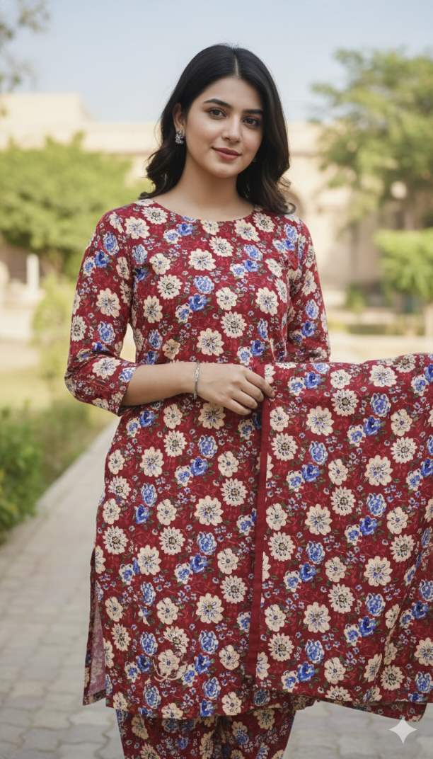 🥳Sale Sale M-5613   Imported Luxury  Korean 🐫 Camel Wool Same print Shirt & Truzer 2pc