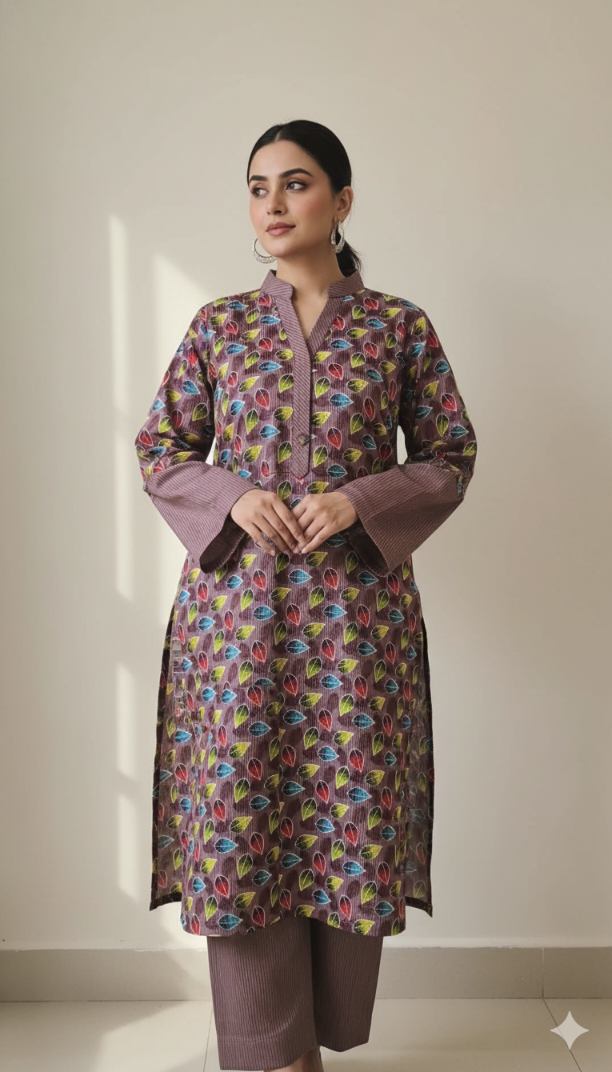 🥳 Sale Sale M-5606  Imported Kotrai Luxury Velvet Furr Shirt & Truzer 2pc