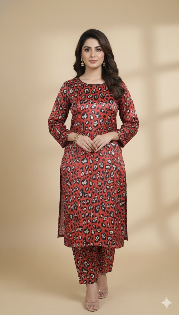 🥳 Sale Sale M-5663  Imported Digital Korean Shesha  Velvet Same Print Shirt & Truzer 2pc