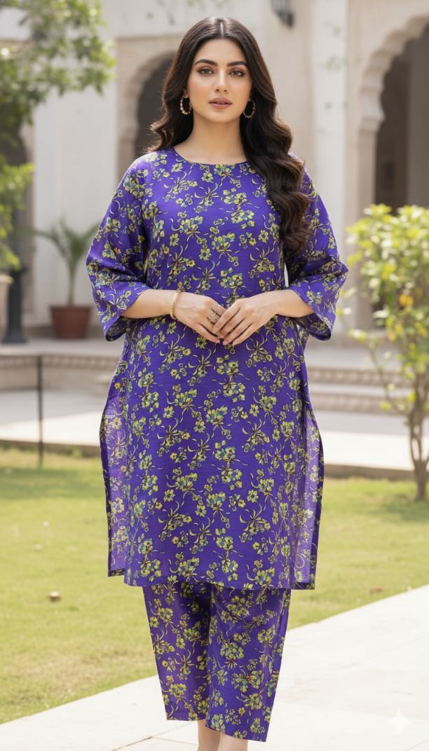 🥳 New Arrivals Sale Sale M-5658   Imported Digital Soft (Dorria Khaddar) Same print Shirt & Truzer 2pc