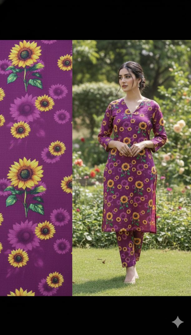 🥳 New Arrivals Sale Sale M-5655. Rs.1490  Imported Digital Soft (Dorria Khaddar) Same print Shirt & Truzer 2pc