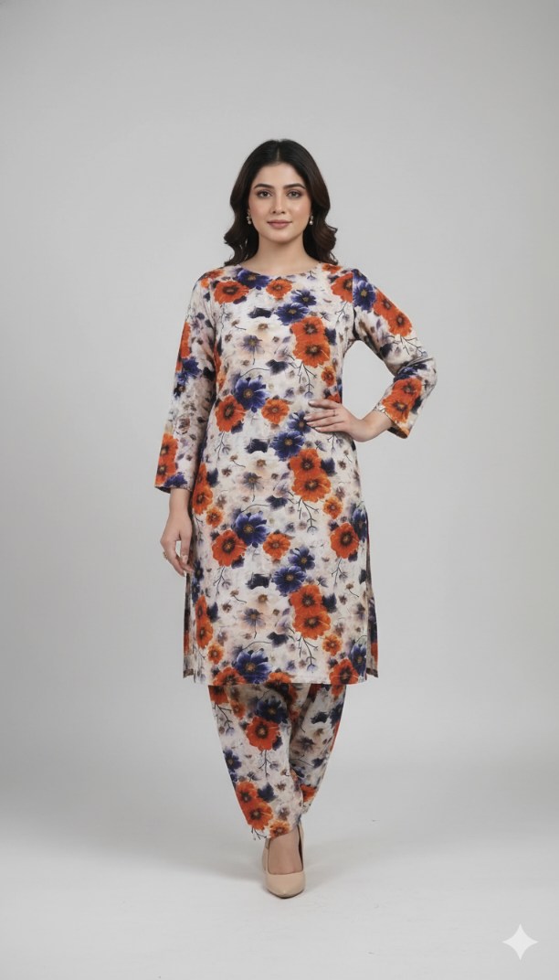 😱 New arrivals in Market M-5652  Imported Luxury 5-D Stone Lelin Same print Shirt & Truzer 2pc Most High demanding -