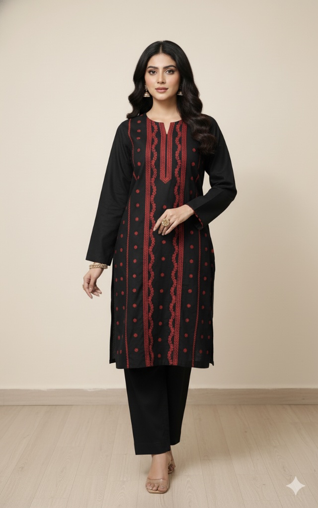 🥳 Sale Sale M-5644 Imported Breezy Embroidery in karandi Soft Khadder stuff Shirt & Truzer 2pc