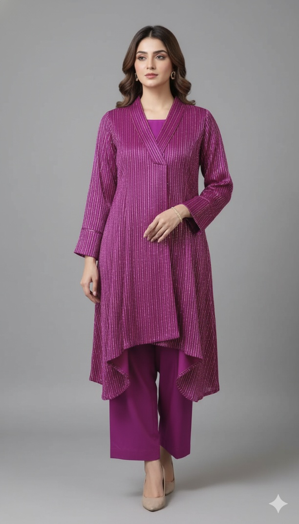 🥳 Sale Sale M-5721  Imported korean Kotrai Zaree Velvet Shirt & Korean Shesha Velvet Truzer 2pc